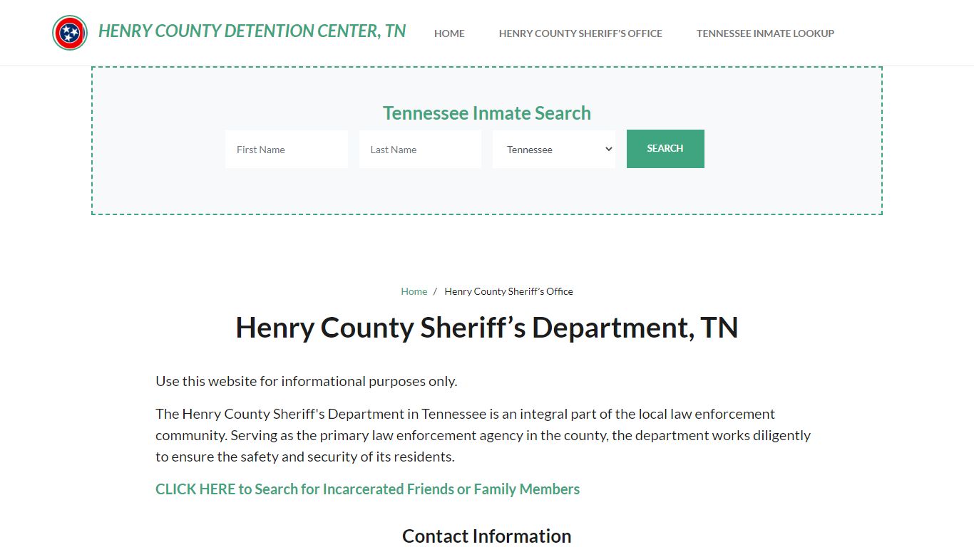 Henry County Sheriff Department, TN Arrests, Warrant Lookup